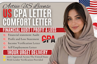 audit review financial statements US CPA profit and loss, US CPA mortgage letter