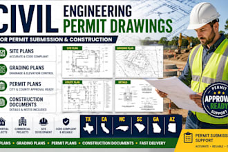 prepare civil engineering permit drawings, site plans and grading plans