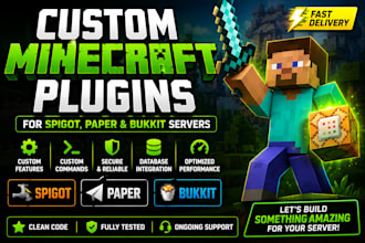 create custom minecraft plugins for spigot, paper, and bukkit servers