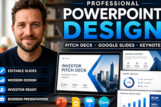 design powerpoint, pitch deck, google slides and keynote