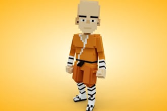 design 3d voxel art nft and game character low ploy, minecraft style
