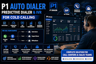 set up and configure p1 autodialer, predictive dialer, and IVR for cold calling