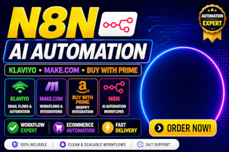 n8n ai automation workflows amazon buy prime integration klaviyo folws make