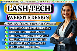 lash tech website, esthetician website, beauty salon website lash artist website