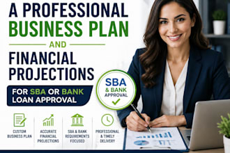 write professional business plan financial projections for sba or bank loan