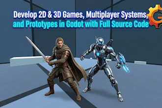 develop 2d and 3d game, multiplayer and prototype in godot include source code