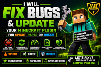 fix bugs and update your minecraft spigot, paper or bukkit plugin