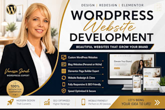 do wordpress website development, design or redesign wordpress blog website cms
