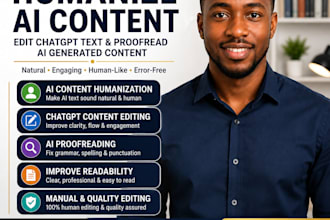 humanize ai content, edit chatgpt text and proofread ai generated content