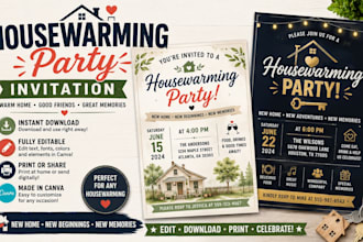 housewarming party invitation design house opening canva editable invitation