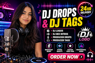 in 24hrs, do dj drops, dj tags, dj logo, dj mix, producer drops, producer tags