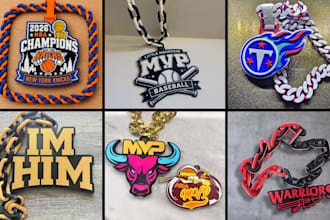 design custom 3d hype chain necklace pendant turnover chain from your logo
