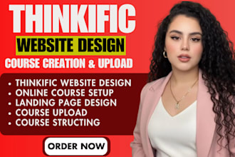 design thinkific website, thinkific migration, upload course and academy setup
