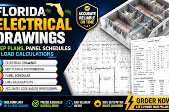 florida electrical drawings, mep plans, panel schedules, load calculations