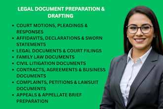 draft lawsuits, motions, petitions, counterclaims and appeals