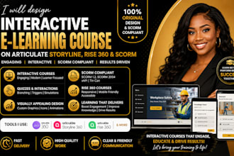 design interactive elearning course on articulate storyline, rise 360, scorm