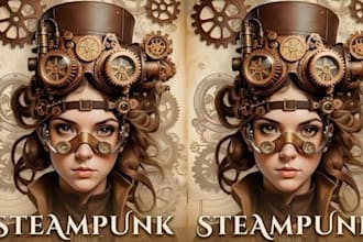 illustrate steampunk character design steampunk logo or artwork and dieselpunk