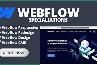 design a responsive webflow landing page, webflow redesign, webflow cms setup