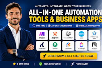 make zapier servicetitan xero followup boss, kommo brevo jotform clickup notion