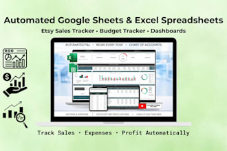 create automated google sheets excel spreadsheets for etsy sales and budgeting