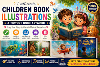 create children book illustrations and picture book artwork, book formatting