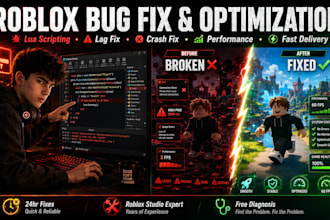 fix roblox bugs, optimize your roblox game and improve lua scripting fast