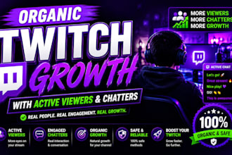organic twitch growth with active viewers and chatters