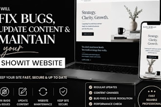 fix showit website bugs showit content update and maintain showit website
