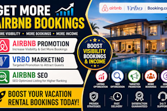 promote airbnb listing, vrbo marketing, vrbo listing and airbnb seo for bookings