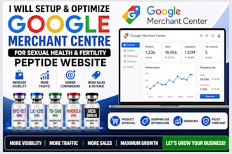 setup and manage google merchant centre for sexual health and fertility peptide