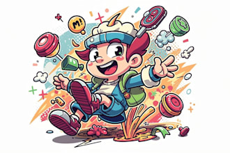 make cartoon illustration for cover, tshirt or merchandise