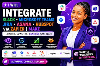 integrate slack microsoft teams jira asana hubspot via zapier make ai workflows