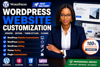do wordpress website customization, update, editing, theme styling, plugin setup