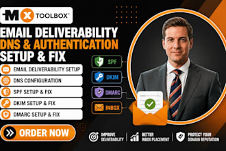 setup mxtoolbox email deliverability dns spf dkim dmarc fix