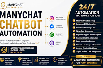do manychat instagram, facebook, whatsapp autiomation manychat chatbot workflow