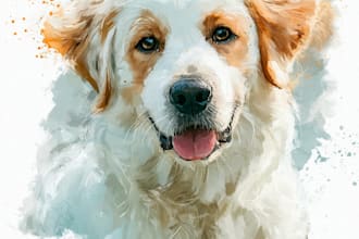 create enchanting watercolor cartoon portraits of your pet
