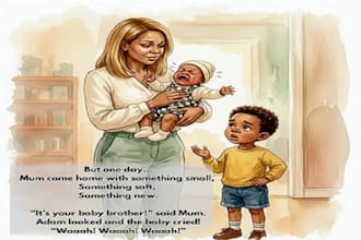 create african american children story book illustration and picture book cover