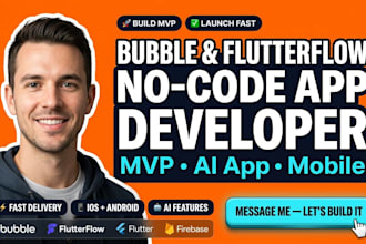 bubble io no code ai app flutterflow glide flutter mobile app developer bubble