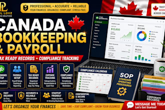 handle canada bookkeeping, tax preparation, payroll setup, compliance tracking