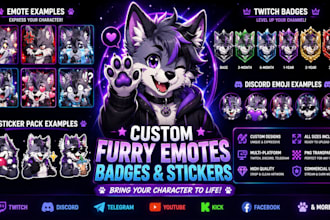 create custom furry emotes, twitch badges, discord emojis and sticker packs