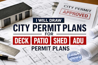 draw city permit plans for deck patio shed adu permit plans