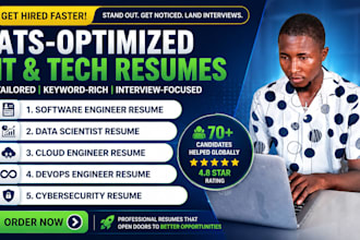 write resume for IT, tech data science software engineer cloud architect experts