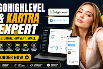 design gohighlevel landing page, sales funnel, ghl virtual assistant, kartra