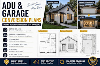 design adu plans and garage conversion plans for permits