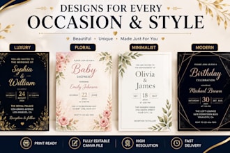 design invitation cards for weddings, parties and  events