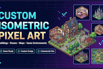 create custom isometric pixel art buildings, rooms, maps, sprite and environment