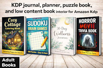 design KDP journal planner, puzzle book, low content book interior amazon kdp