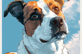 draw your dog or animal pet into cartoon portrait