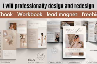 design ebook, professional lead magnet, workbook, freebie and canva template PDF