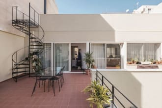 design 3d villa apartment, modern duplex, balcony lawn render, facade, pool